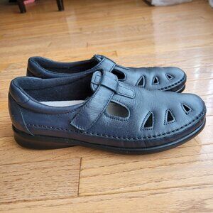 SAS Navy Blue Leather Flats